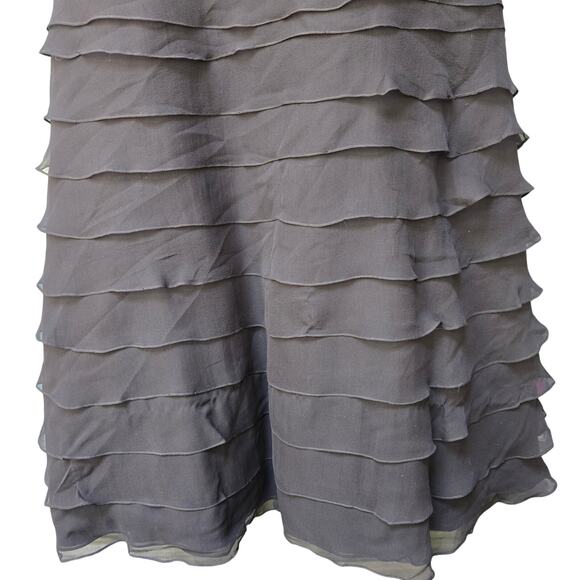 CM Couture Womens Chocolate Brown Semi-sheer 100% Silk Tiered Formal Gown 12 - Picture 3 of 12